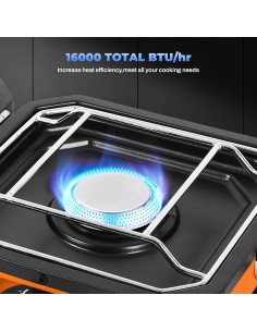 Estufa de Camping Portátil FAHKNS 2 Quemadores 16000 BTU 2