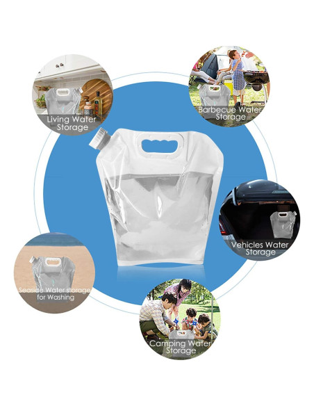 Bolsa de Agua Plegable Ellsang 5L - 3 Paquetes, Libre de BPA