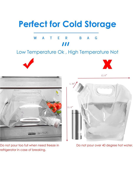 Bolsa de Agua Plegable Ellsang 5L - 3 Paquetes, Libre de BPA