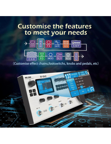 Procesador de Efectos MK-300 de Bajo - 320+ Efectos, 10H Batería