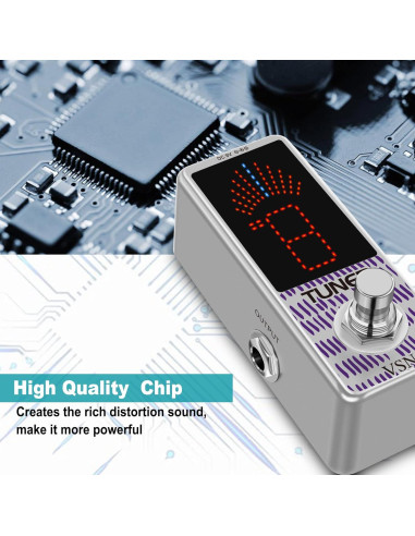 Pedal Afinador de Guitarra VSN Cromático Mini 9V Alta Precisión