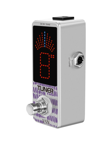 Pedal Afinador de Guitarra VSN Cromático Mini 9V Alta Precisión