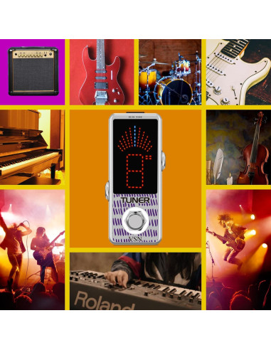 Pedal Afinador de Guitarra VSN Cromático Mini 9V Alta Precisión