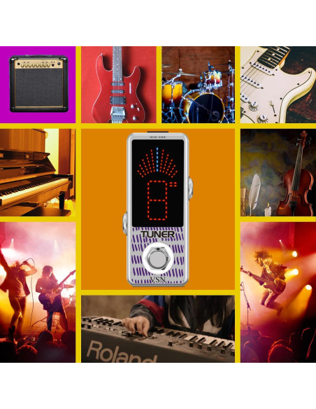 Pedal Afinador de Guitarra VSN Cromático Mini 9V Alta Precisión