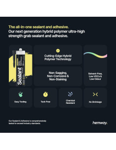 Sellador Polimérico Híbrido Hemway 300 ml Gris Claro - Impermeable y Sin Olor 2