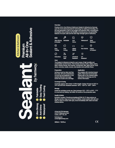 Sellador Polimérico Híbrido Hemway 300 ml Gris Claro - Impermeable y Sin Olor