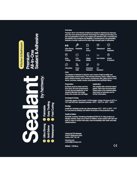 Sellador Polimérico Híbrido Hemway 300 ml Gris Claro - Impermeable y Sin Olor