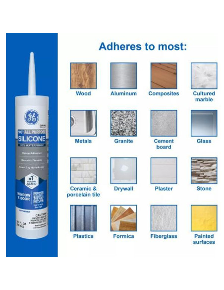 Sellador de Silicona Multiusos GE 295 ml Transparente 100% Impermeable