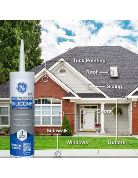 Sellador de Silicona Multiusos GE 295 ml Transparente 100% Impermeable