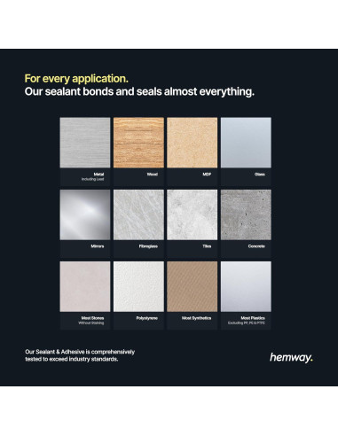 Sellador Polimérico Híbrido Hemway 300 ml Gris Claro - Impermeable y Sin Olor