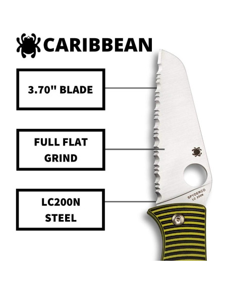 Cuchillo Spyderco Caribbean Salt Sheepfoot 9.4 cm G-10 Negro/Amarillo Cuchillo Spyderco Caribbean Salt Sheepfoot 9.4 cm G-10 Negro/Amarillo