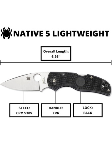 Cuchillo Spyderco Native 5 Lightweight 7.49 cm Acero S30V Negro