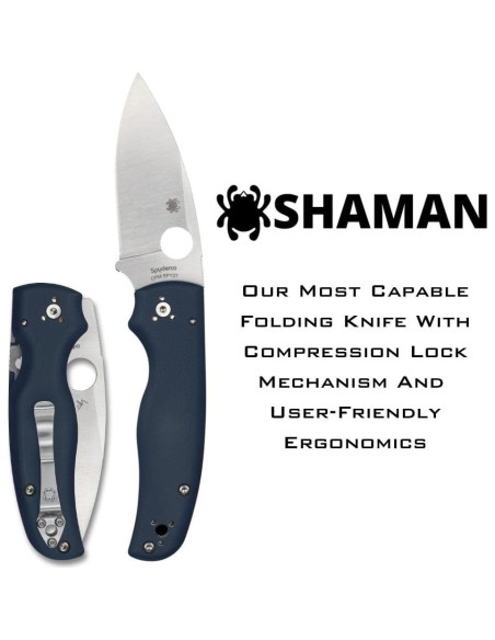 Cuchillo Plegable Spyderco Shaman CPM SPY27 8.89 cm G-10 Azul