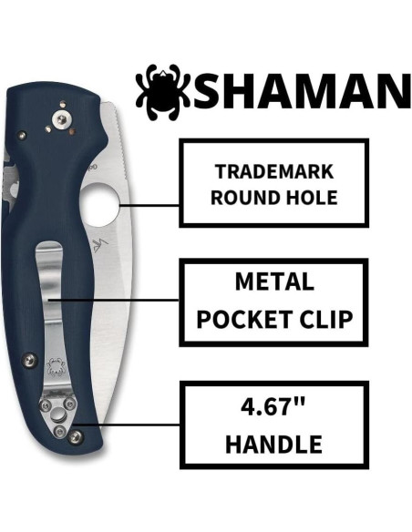 Cuchillo Plegable Spyderco Shaman CPM SPY27 8.89 cm G-10 Azul