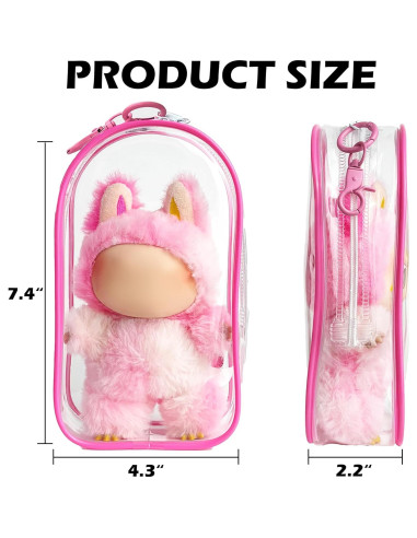 Funda Protectora Labubu 6.7" PVC Transparente Rosa