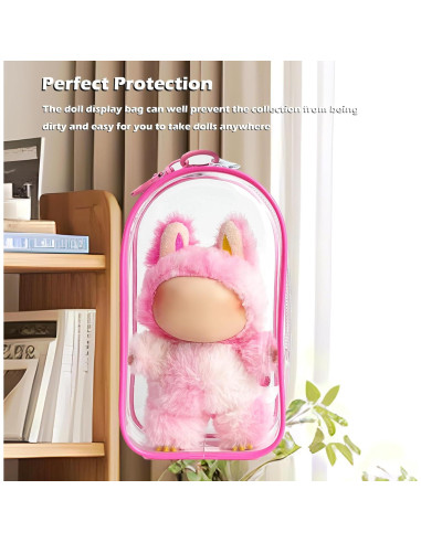Funda Protectora Labubu 6.7" PVC Transparente Rosa