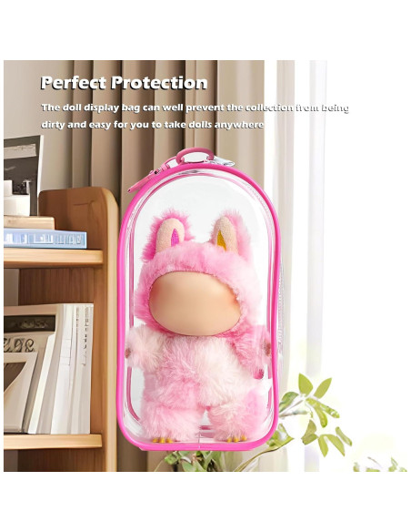Funda Protectora Labubu 6.7" PVC Transparente Rosa