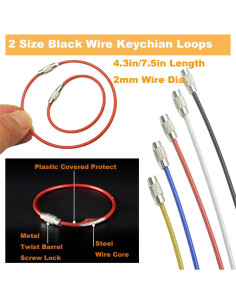 Paquete de 50 llaveros de cable 2mm MyyYiTar multicolor 2