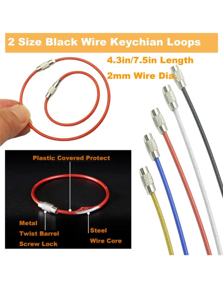 Paquete de 50 llaveros de cable 2mm MyyYiTar multicolor