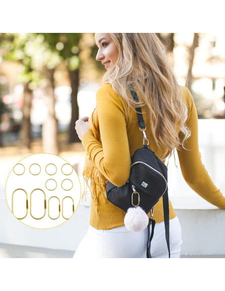 4 Mosquetones de Latón Dorado con Bloqueo y Anillos Planos