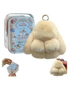 Llavero de Conejo de Peluche Caqui Hecho a Mano - Accesorio Lindo