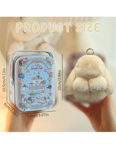 Llavero de Conejo de Peluche Caqui Hecho a Mano - Accesorio Lindo