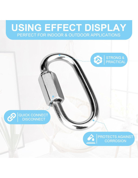 10 Enlaces Rápidos de Cadena Vmuter 3.81 cm Acero Inoxidable 80 kg