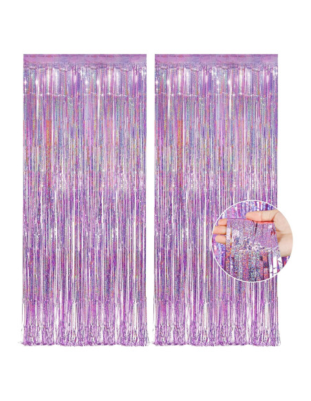 Cortina de Lentejuelas Rosa OHOME 2 Paquetes 0.97m x 2m