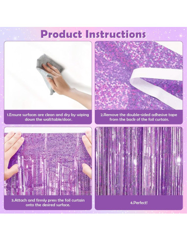Cortina de Lentejuelas Rosa OHOME 2 Paquetes 0.97m x 2m