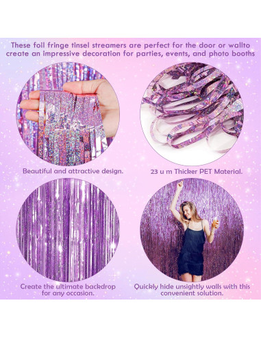 Cortina de Lentejuelas Rosa OHOME 2 Paquetes 0.97m x 2m