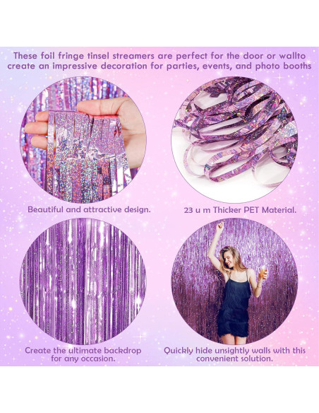 Cortina de Lentejuelas Rosa OHOME 2 Paquetes 0.97m x 2m