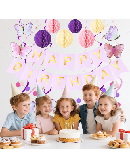 Decoraciones de Cumpleaños KAWKALSH - Banner y Guirnalda 182x60cm