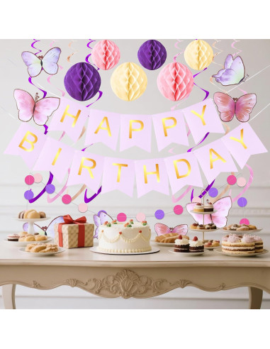 Decoraciones de Cumpleaños KAWKALSH - Banner y Guirnalda 182x60cm