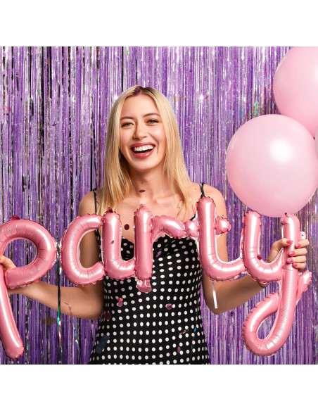 Cortina de Lentejuelas Rosa OHOME 2 Paquetes 0.97m x 2m