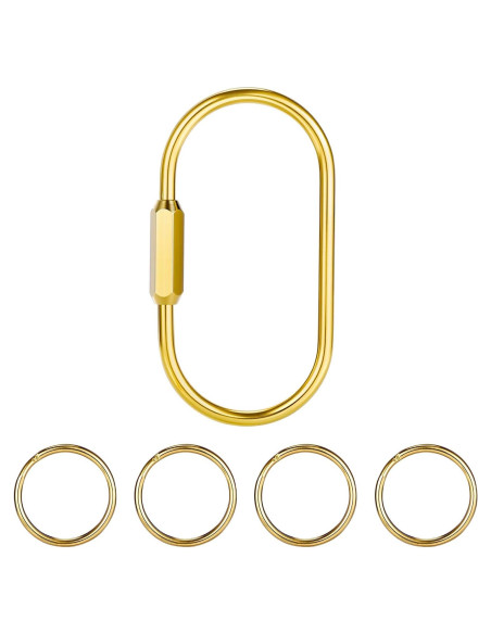 Anillas de Llave de Latón Dorado Tiezzi - 4 Anillas con Carabinero