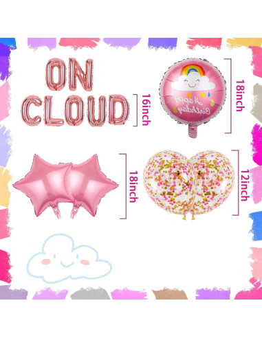 Banderín de Globos Dorado Rosa LaVenty para Cumpleaños 9 Años