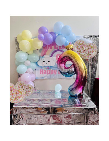 Banderín de Globos Dorado Rosa LaVenty para Cumpleaños 9 Años