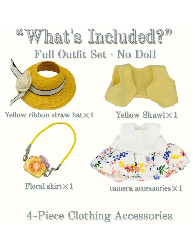Conjunto Floral Tropical para Muñeca 17cm - Sombrero, Capa y Vestido
