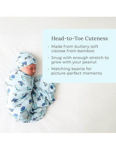 Manta de Envoltura para Bebé Posh Peanut Enzo - 111.76 cm