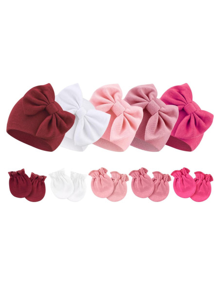 Conjunto de Gorro y Manoplas AQOKKA para Bebés 0-6 Meses
