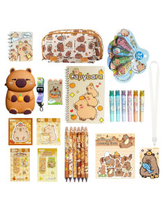 Set de Papelería Kawaii Capibara 28 Piezas para Niños