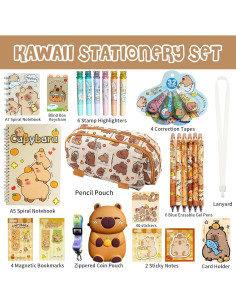 Set de Papelería Kawaii Capibara 28 Piezas para Niños 2