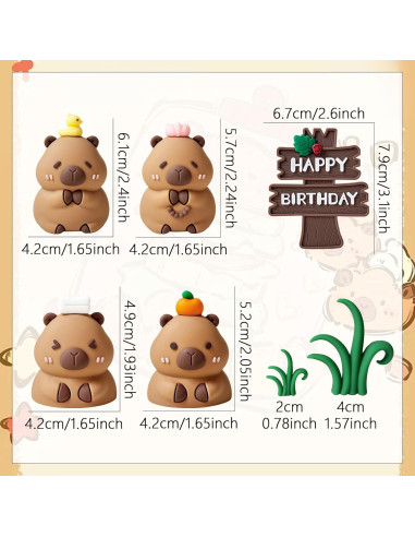 Adornos de Pastel LaVenty Capibara - Kit Fiesta Cumpleaños