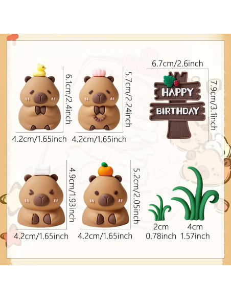 Adornos de Pastel LaVenty Capibara - Kit Fiesta Cumpleaños