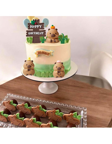 Adornos de Pastel LaVenty Capibara - Kit Fiesta Cumpleaños