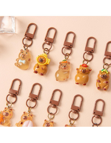 Juego de 20 llaveros de capibara marrón - Regalos de fiesta