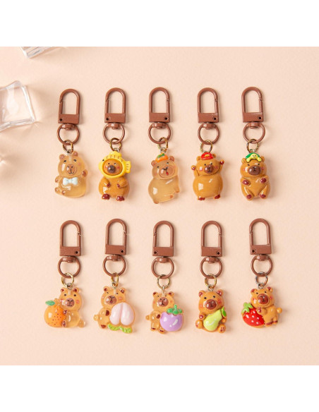 Juego de 20 llaveros de capibara marrón - Regalos de fiesta