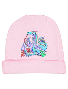 Gorro Beanie para Bebé Dragones Rosa 100% Algodón