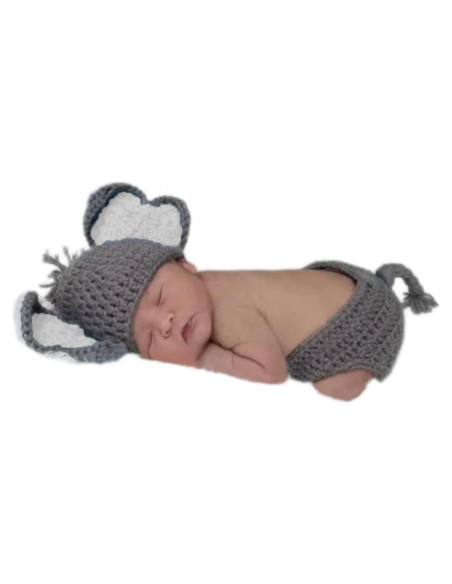 Atuendo de Fotografía para Bebés Recién Nacidos Vomdrok - Gorro y Pantalón Corto Gris