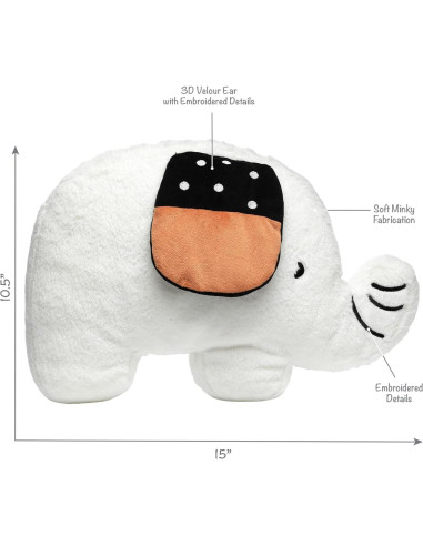 Almohada de Elefante Plush Lambs & Ivy Blanca 38.1x26.7 cm